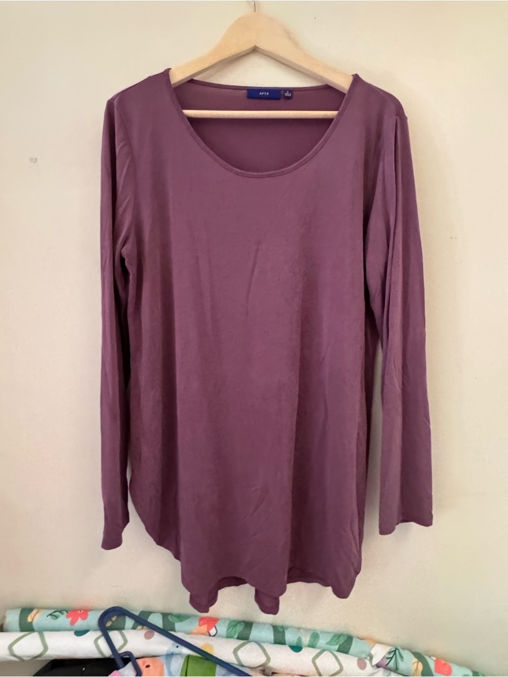Apt. 9 Long Sleeve Scoop Neck Top - Dusty Mauve